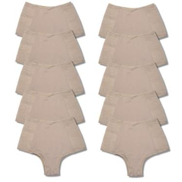 Imagem de Kit 10 Calcinhas Cinta Modeladora Compressão Abdominal Viére, GG, Choc