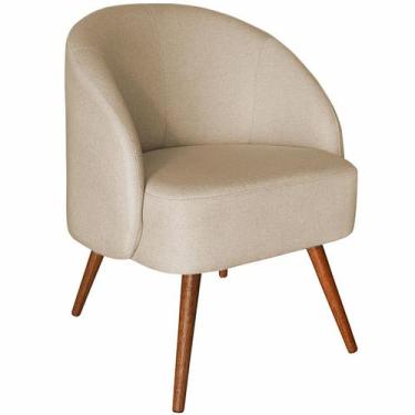 Imagem de Poltrona para Sala e Escritório Decorativa Cadma - Konfort, Linho Bege