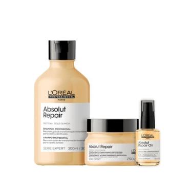 Imagem de Loreal Abs Repair Gold Sh 300ml + Masc 250ml + Oleo 30ml - Loreal Prof