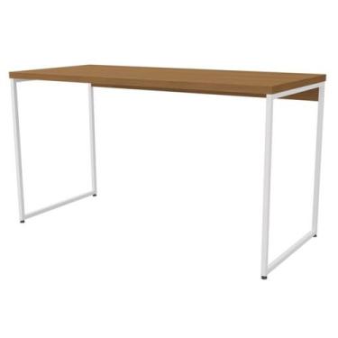 Imagem de Mesa Escrivaninha Escritorio 136 cm LI003 Canela Branco KPB - Milani S