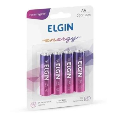 Imagem de Kit Cartela 4 Pilhas AA 2500Mah Recarregáveis Elgin