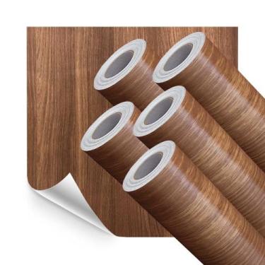 Imagem de Kit 5 Adesivo Vinilico Piso Lavavel Madeira Cedro Escura 10M - Open St