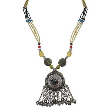 Imagem de Mehrunnisa Colar com pingente de pedra de jade verde afegão (JWL2713)