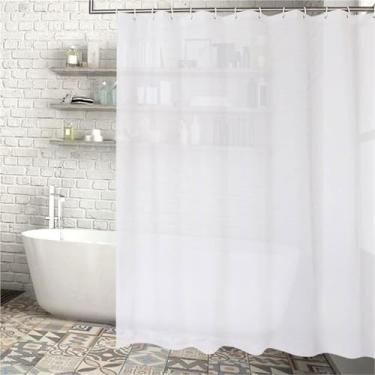 Imagem de Cortina de chuveiro transparente - Cortina de chuveiro branca com 9 bolsos - Kit de banheiro PEVA translúcido de alta qualidade com 3 ímãs com peso inferior(Sanding)
