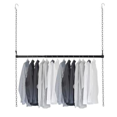 Imagem de Haste de armário atualizada para pendurar roupas, haste ajustável de 45 a 116 cm, organizador de armário de metal para pendurar, barra de armário fácil de instalar, perfeita para organizadores de