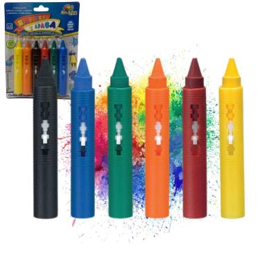 Imagem de Caneta Giz Cera Rabisca E Apaga 6 Cores Banho Risca Azulejo Fácil de Limpar Água Banho Infantil Crianças Desenho Colorir