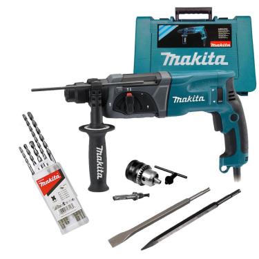 Imagem de Martelete Perfur Romp Sds Makita Hr2470 800W + Kit Sds 220V