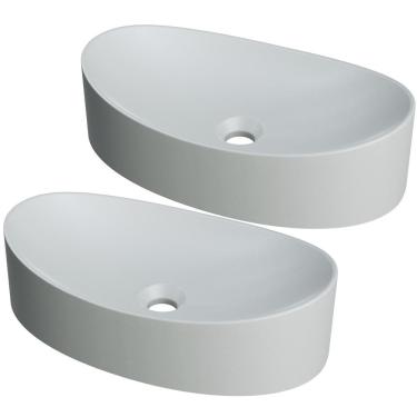Imagem de Kit 02 Cubas de Apoio Canoa Para Banheiro Lavabo C01 BC47W Cinza Matte Fosca - Lyam