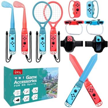Imagem de Kit Acessórios Esporte Para Nintendo Switch/Oled 18 em 1 - Raquete Espada Golfe Volei Boxe Boliche