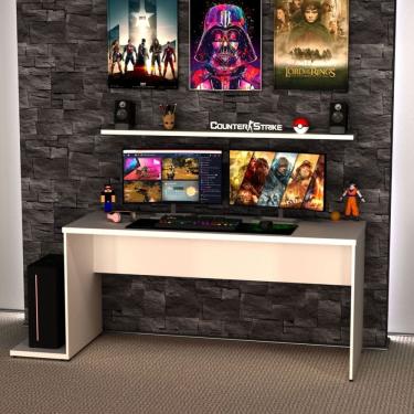 Imagem de Mesa para Computador Gamer 160x60 Cm Branco