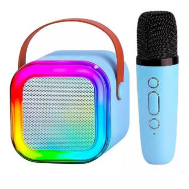 Imagem de Caixa de Som Bluetooth Microfone Karaoke LED RGB Iluminaçao Efeito Mud