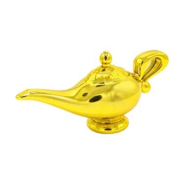 Imagem de Ioensy Decoração de brinquedos leves de ornamento de lâmpada de genie, decoração de desktop de fotos para presente de aniversário para o Halloween, estante, Ouro