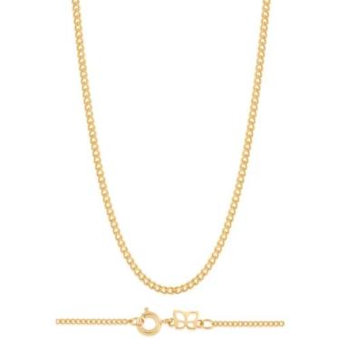 Imagem de Cordão Rommanel Banhado A Ouro 18k Unissex Com Elos Lixados Fio Groume