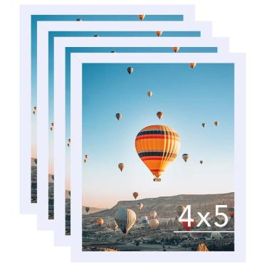 Imagem de Porta-retratos JCJMY 4x5 branco, conjunto de 4 para parede ou mesa