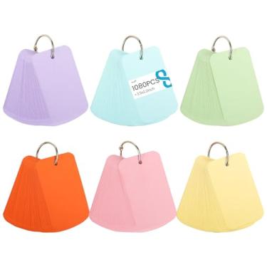 Imagem de Koogel 1080 cartões de índice com anéis para escola, 5 x 8 cm, cartões coloridos para estudar, cartão portátil para preparação de testes em sala de aula, material de escritório, 6 cores