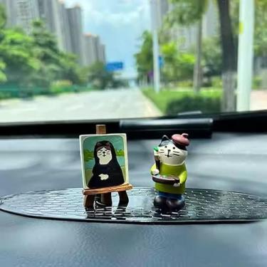 Imagem de Acessórios de painel de carro fofos - acessórios de espelho retrovisor de carro de gato de arte engraçada para mulheres, meninas, decoração de painel, jardim de escritório em casa