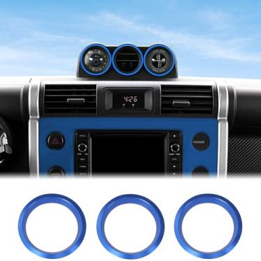 Imagem de Aunginsy Painel de painel central capa de anel decorativo compatível com Toyota FJ Cruiser 2007-2021 carro alumínio painel instrumento relógio cronômetro bússola envoltório anel guarnição acessórios