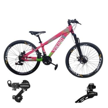 Imagem de Bicicleta Aro 26 Vikingx Aluminio Tuff 25 Mtb 24v Cambio Shimano Diant