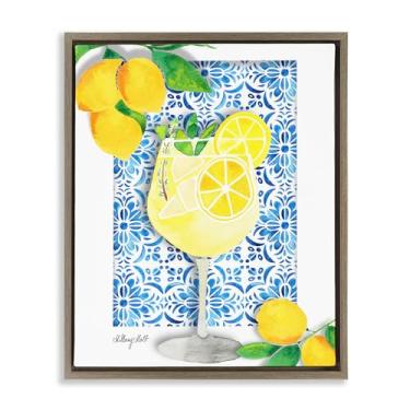 Imagem de Stupell Industries Arte de parede Mediterranean Limoncello Drink Brown emoldurada em tela flutuante, design por Hillary Holt, 25 x 31