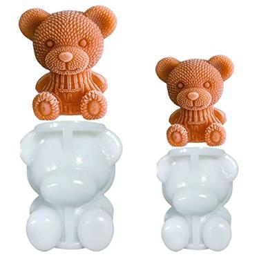 Imagem de Bandejas de molde de cubo de gelo, molde de cubo de gelo de urso de pelúcia 3D, moldes de silicone de urso, molde de gelo de urso, molde de cubo de gelo de urso de pelúcia, cubo de gelo para café, leite, chá, fondant de goma de doce, assar bolo (2 tamanhos)