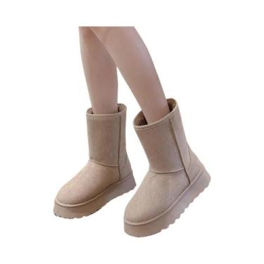 Imagem de Botas de Neve de Inverno Femininas - Cano Alto, Sola Grossa e Forro de