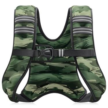Imagem de ZELUS Colete pesado, 2,7 kg/3,6 kg/5,4 kg/7,3 kg/9,1 kg/11,3 kg/13,6 kg, colete de peso para homens e mulheres com bolso de armazenamento e tiras refletivas para treino, treinamento de força, corrida