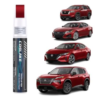 Imagem de COSLAKE Tinta de retoque de carro (tinta de brasa escarlate (NBL)) para Nissan, kit de reparo de arranhões de pintura de carro, solução rápida e fácil de reparar, caneta removedor de arranhões 2 em 1