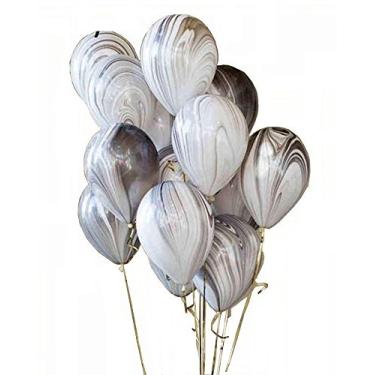Imagem de Balões de látex de mármore de 30 cm da AnnoDeel, 50 peças, preto, branco, cinza, arco-íris, para decoração de casamento, festa de aniversário e bebê