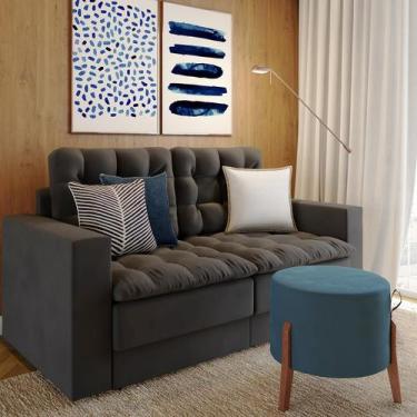 Imagem de Sofá 3 Lugares Retrátil Essen Suede Grafite - Mobly