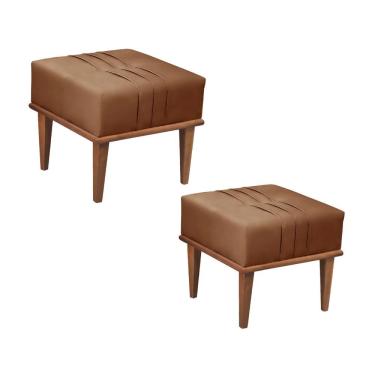 Imagem de Conjunto - 2 Puffs Banqueta Maya Luxo Castellar Móbile Corino Caramelo