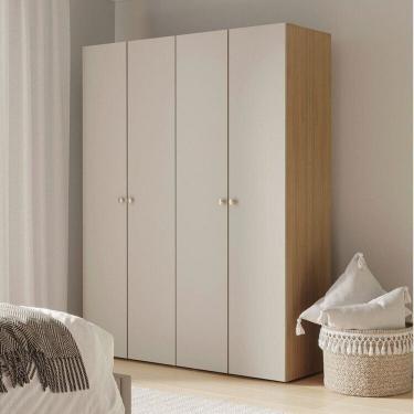 Imagem de Guarda-roupa 2 Módulos 4 Portas 6 Prateleiras Frame Cabecasa madeiramadeira Acácia/Arenas