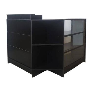 Imagem de Balcão Caixa + vitrin Lojas E Comércios Em Geral 100% Mdf Preto - Suprema Móveis