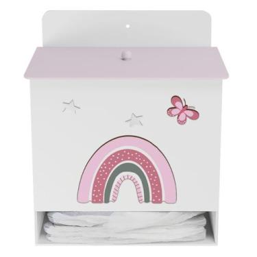 Imagem de Porta Fralda Kit Higiene MDF Quarto Infantil Arco Íris - Neném na Nuve