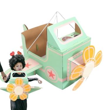 Imagem de Rrlihjgu Caixa de papelão de avião para crianças | Brinquedo de avião, aeronaves de montagem para colorir interação entre pais e filhos finge reproduzir o jardim de infância escolar em casa