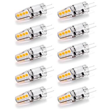 Imagem de Joutameili Pacote Com 10 Lâmpadas Led G4 12 V Ca Cc 2 W Sem Cintilação, Bi-Pino 20 W-30 T3 De Reposição Halógena (Branco Quente)