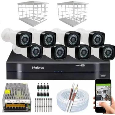 Imagem de Kit 8 Câmeras + DVR Intelbras + Câmeras HD 720p 20m Infravermelho + Fo