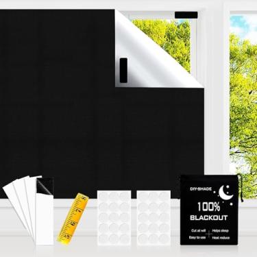 Imagem de CyanCloud Persiana blackout, 99 x 144,8 cm, persianas pretas portáteis coladas na janela, cortina blackout temporária sem broca, adequada para cortar qualquer formato de tamanho para casa, quarto