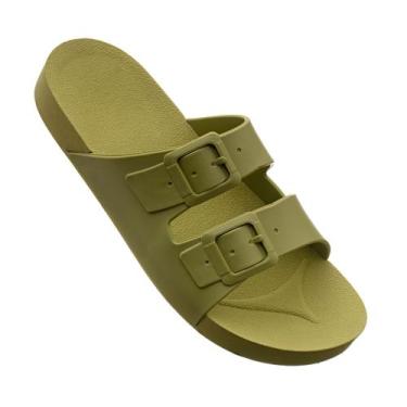 Imagem de Chinelo Slide Feminino com Solado em Micro Expandido - K2, Oliva, 38/3