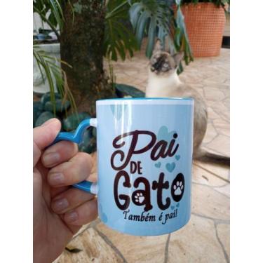 Imagem de Caneca em ceramica alça de coração  pai de gato - Exclusiv.art persona
