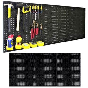 Imagem de Wallpeg Kit de armazenamento organizador de artesanato de garagem com painéis de plástico Pegboard 182,88 cm de largura (182,88 cm de largura, preto)