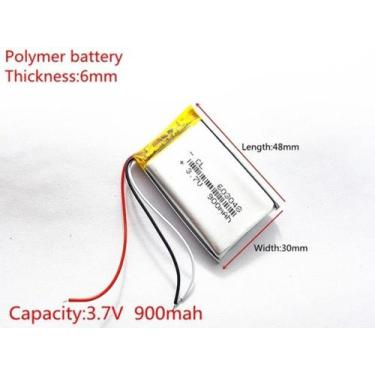 Imagem de Bateria 3.7v 900 Mah 6mm X30mm X48mm 3 Fios 603048 - bgb