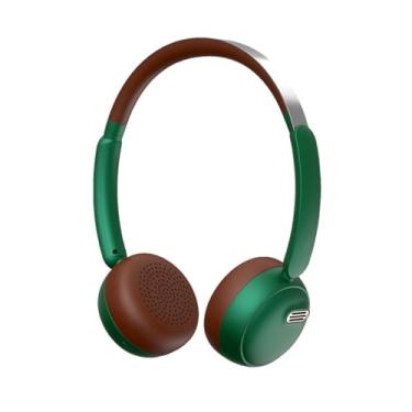 Imagem de Fones de Ouvido Sem Fio sobre a Orelha, Fones de Ouvido Cancelando Ruído Ativo do ANC, Fone de Ouvido Retro Bluetooth 5.4 Sem Perdas para Viajar para Casa Textura Fosca (Verde)
