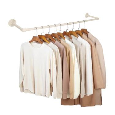 Imagem de Fobule Suporte de parede branco de 122 cm, barra de ferro de tubulação industrial, haste de roupas removível resistente, poste suspenso de metal multiuso para armazenamento de armário, 2 bases de