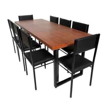 Imagem de Conjunto de Mesa Jantar Ibiza 200x80 com 8 cadeiras - DG Móveis - Reis