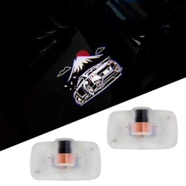 Imagem de uuakarin 2 peças de projetor de LED para porta de carro com logotipo fantasma, luz de cortesia, luzes de boas-vindas para Skyline GTR R35 R34 (Monte Fuji)