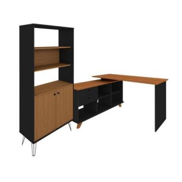 Imagem de Armário e Mesa para Escritório Geleen Freijó Preto - CASA H