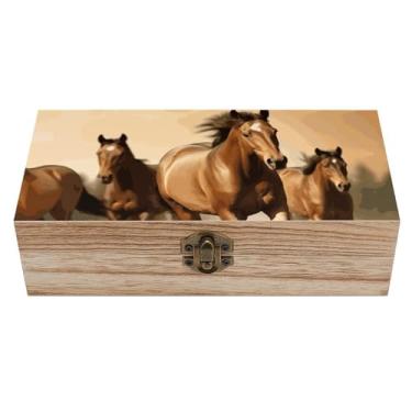 Imagem de FZQVSGW Caixa de lembrança de madeira, caixa de armazenamento de cavalos com tampa e dobradiça, caixas decorativas, baú de madeira, portátil, caixa de joias para artesanato, passatempos, armazenamento