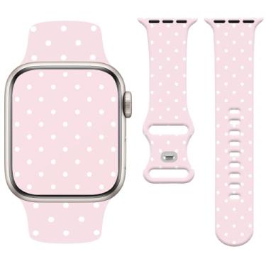 Imagem de Watbro Pulseira moderna de relógio estética de bolinhas compatível com Apple Watch de 38 mm, 40 mm, 41 mm, 42 mm, 44 mm, 45 mm, 49 mm, feminina, masculina, design fofo de silicone macio para Apple