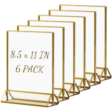 Imagem de Boxalls Suporte De Acrílico Para Placas Tamanho Carta Dourado, Pacote Com 6 Unidades, 8,5 X 11 Pol., Porta-Retratos Casamento, Vertical Fotos, Dupla Face, Menu, Receita, Restaurante, Reservado, Mold