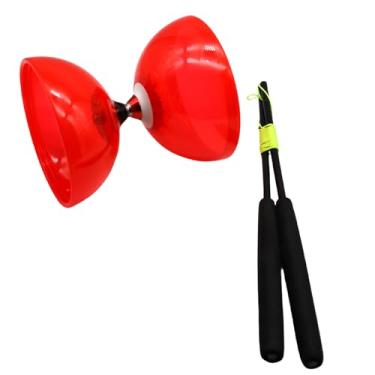 Imagem de Chinês Yoyo Diabolo, com rolamentos triplos, iniciantes ao brinquedo do conjunto de malabarismo profissional, melhor para fitness e truques (Vermelho)
